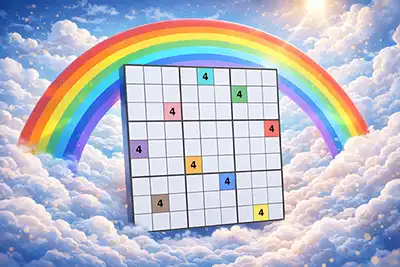 Техника Rainbow sunkiems spalvinio sudoku galvosūkiams spręsti
